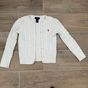 Ralph Lauren Ivory Cream Cable Knit Cardigan 6x
